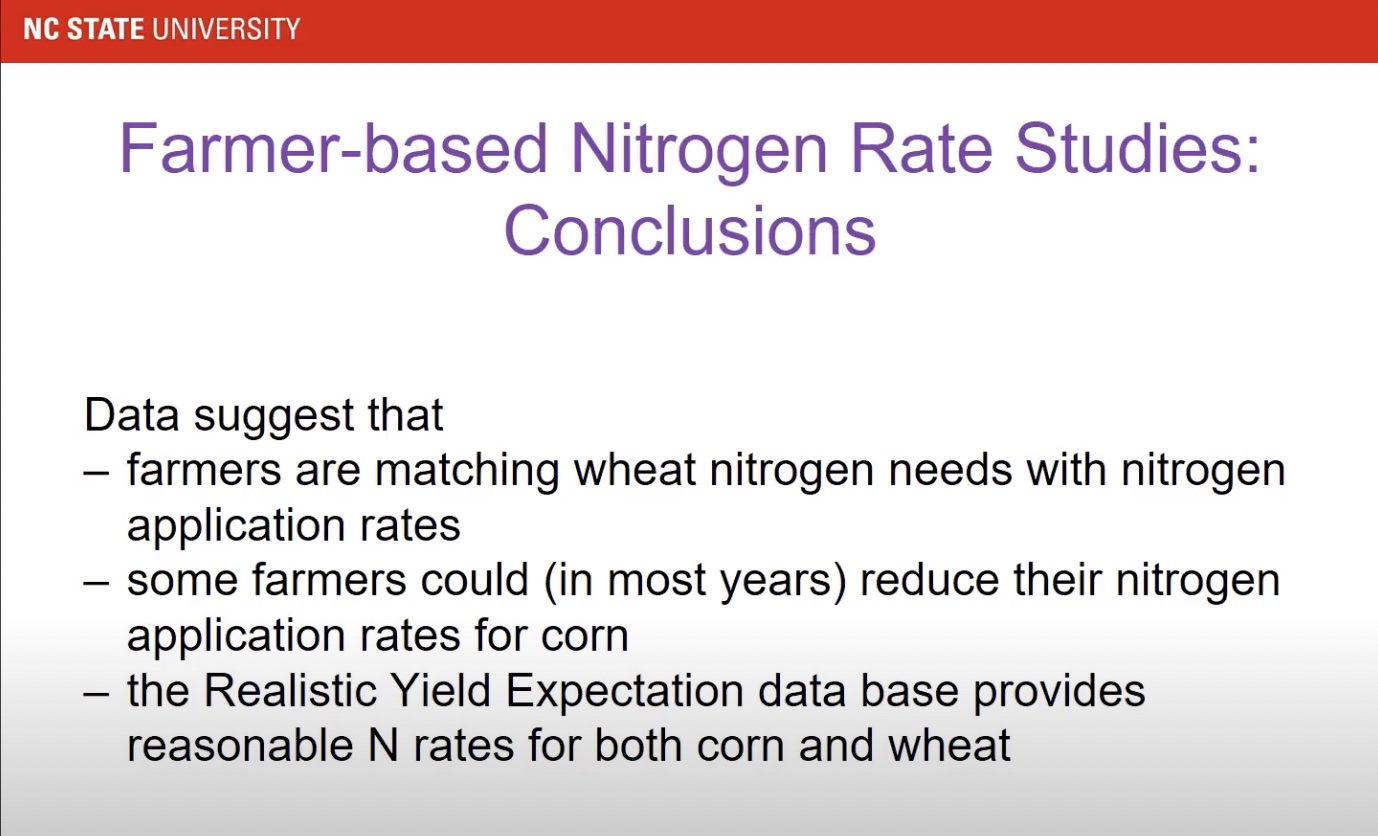 PowerPoint slide about farmer-based nitrogen rate studies