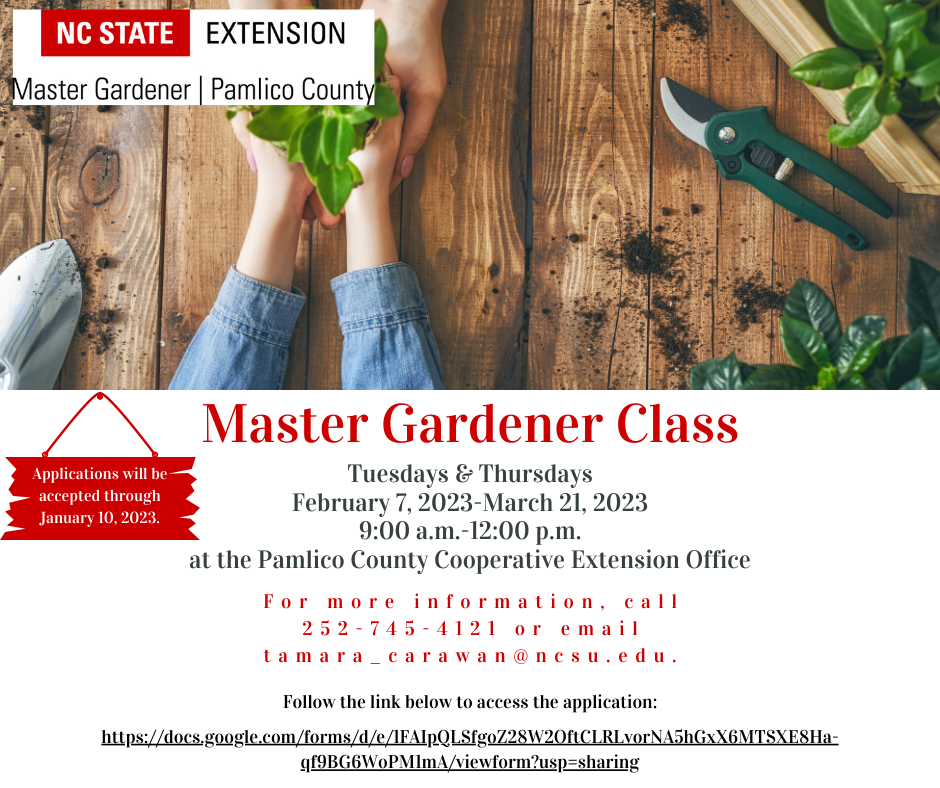 Information Image for Master Gardener Class beginning in February 2023